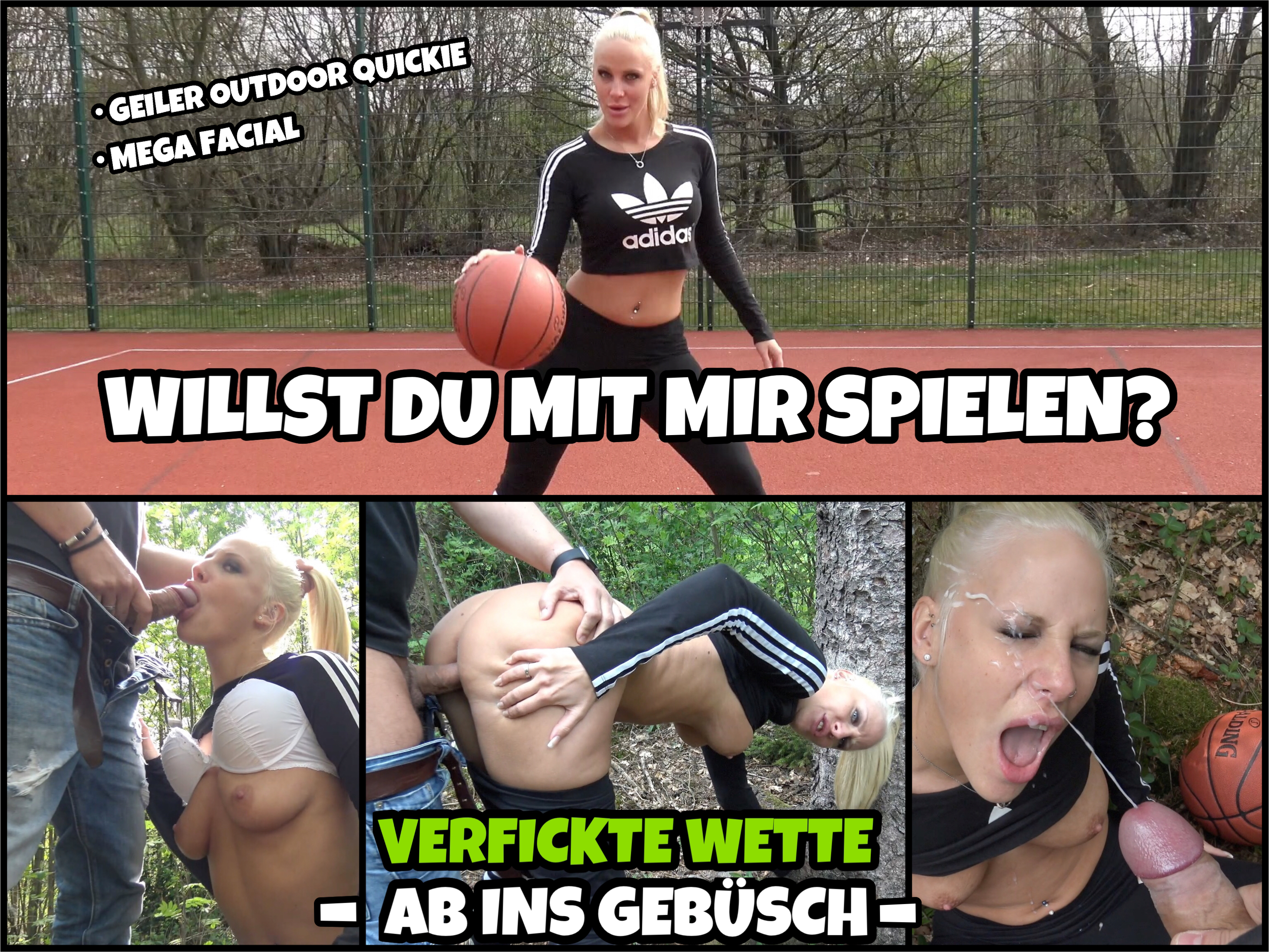 VERFICKTE WETTE - Outdoor QUICKIE mit Mega FACIAL Willst du mit mir spielen? ;) Als ich gerade auf dem Weg zum Basketballplatz bin, kommt mir ein Bekannter entgegen, der denkt ich würde sowieso keinen Korb werfen. Für mich ist das eine Steilvorlage um mit ihm eine Wette abzuschließen. Was hier genau passiert ist so geil, das musst du dir selbst anschauen. Die Umstände führen letztendlich aber geradewegs ins Gebüsch neben dem Sportplatz, wo ich mich dreckig von ihm doggy am Baum durchficken lasse. Ich bekomme echt nie genug von diesen geilen Outdoor Ficks. Der Typ hat extrem viel Druck auf seiner Fick-Pumpe und spritzt mir meine ganze versaute Schlampenfresse voll mit Sperma. Wie geil sehe ich denn aus? :) Es war alles von Anfang an geplant ;) aber verrate nichts in den Kommentaren. Ich geb dir keinen Korb, bei mir kommst DU zum Schuss! Willst du auch mal mit mir spielen? Ich verrate dir dann auch meinen Trick!