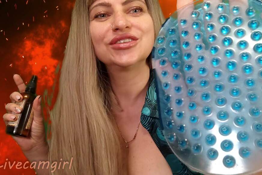 Livecamgirl: Oiled Naked Body Massage! Slaps, Sounds,  Brush Play