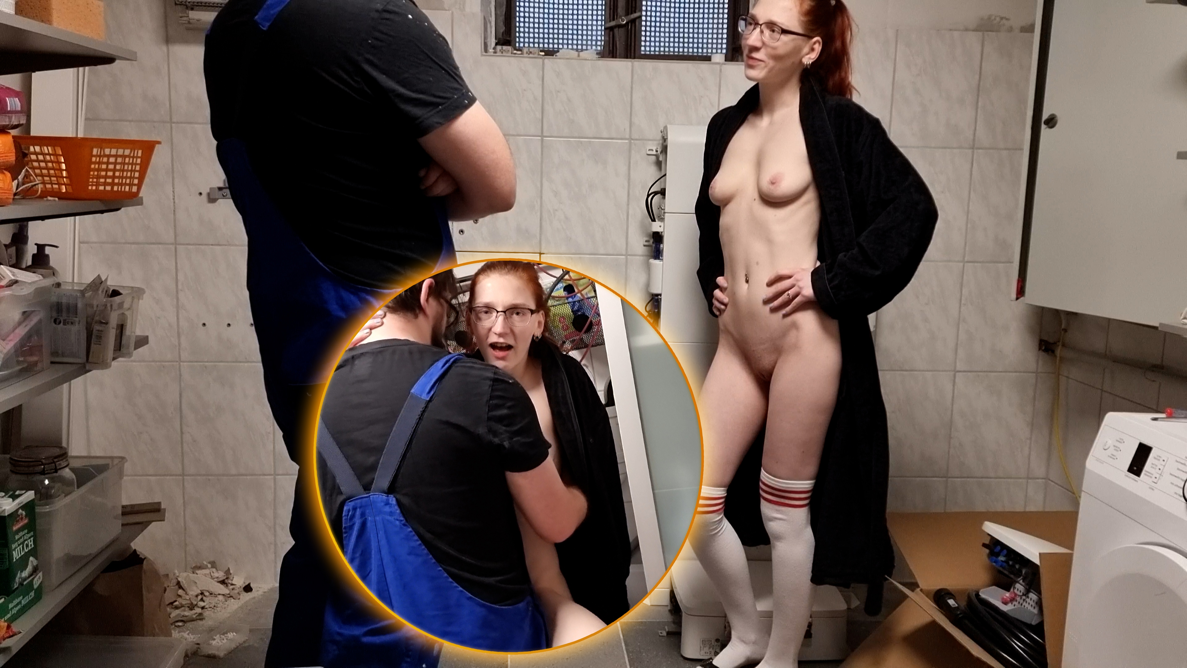 Schon wieder so Notgeil!!! Flachgelegt vom Fliesenleger Ich hatte ja letztens so ein Theater wegen der Wand in meinem Keller. Letzte Woche konnte ich endlich einen Handwerker kommen lassen, der das Loch in der Wand reparierte und gleich wieder gefließt hat. 
Ich war ja gerade erst wieder aus dem Urlaub zurück und hatte echt Bock auf einen geilen harten Schwanz, da kam der Mann ja zur richtigen Zeit. Außerdem hat er das Loch in der Wand ja schon so schön gestopft, da kann er sich um meine doch auch gleich kümmern.