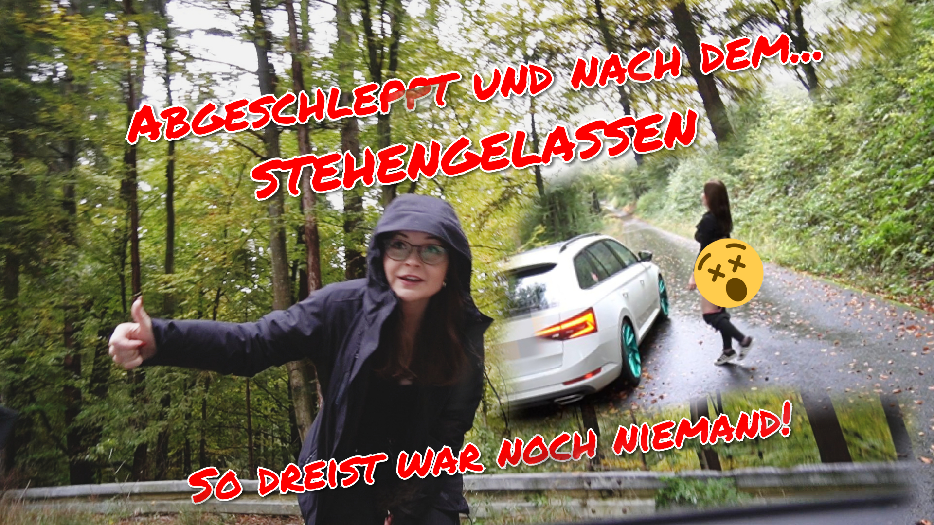 Ich hab einfach mal das schöne Herbstwetter zum Anlass genommen, mal Spazieren zu gehen und hab irgendwie die Zeit vergessen. Ich bin gelaufen, gelaufen und gelaufen.

Irgendwann wusste ich gar nicht mehr wo ich bin. Dann hat es auch noch angefanngen zu regen. Ich dachte was für ein Mist. 

Wusste nicht wo ich bin und es regnet... Toller Tag aber das der Tag dann noch beknackter werden sollte, hab ich mir nicht vorgestellt. Sowas ist mir auch noch nie passiert.

Mitten im Wald stehen gelassen zu werden. Fuck!!! 

Meine Sachen 500 Meter aus dem Fenster geworfen. Ne richtge Arschloch Nummer. Aber seh selbst...

Ich musste mir dann ein Taxi rufen. :(