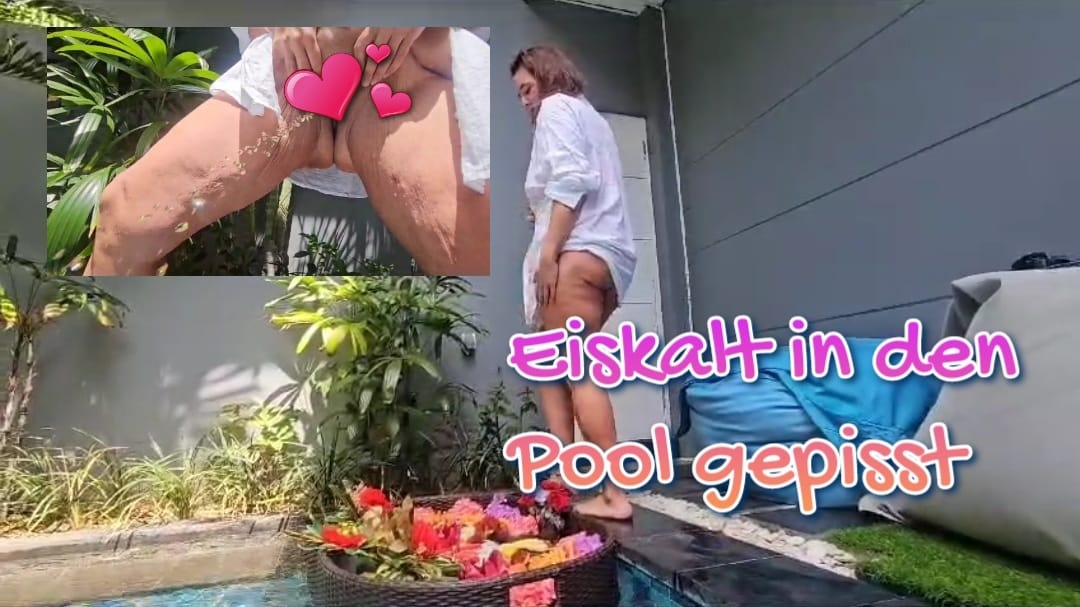 Eiskalt in den Pool gepisst Ich musste dringend mal aufs Klo hatte aber keine Lust rein zu gehen, also habe ich einfach in den Pool gepisst.
