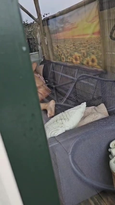 Gärtner beobachtet mich heimlich! Ich bin auf einem Kurztrip in Holland.. 
das Haus was ich mit einer Freundin gemietet habe, hat vieeele offene Fenster und natürlich möchte ich auch im Urlaub nicht auf geile Orgasmen verzichten, also nahm ich mir meinen Vibrator als meine Freundin eine Runde Spazieren war und hab es mir selbst besorgt.  
Was ich nicht gesehen habe, dass der Gärtner bei uns am Haus am arbeiten war..  Als ich es dann bemerkt habe, zeigte ich ihm wie geil ich war !!! 
Wärst du gern der Gärtner gewesen?