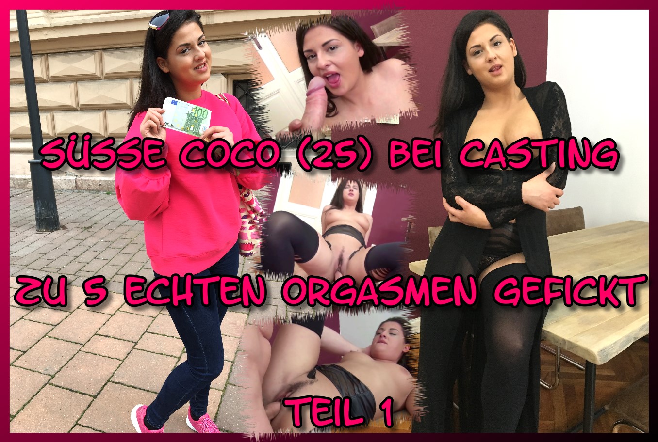 Süsse Coco bei Casting zu 5 Echten Orgasmen gefickt Teil 1 Das Mädel war mal richtig unterfickt, wie ich es noch nie erlebt habe! Ich war letzt Woche mal wieder in Budapest um zu gucken ob das eine oder andere Mädel auf den German Scout rein fällt und es hat wieder geklappt. Die 25 jährige Coco war anfangs nicht so begeistert dass ich sie auf dem Weg zur Arbeit angesprochen habe, aber ich blieb hartnäckig und der eine oder andere Euro half dabei sie zu einem Shooting zu bekommen. Als sie dann ein wenig an sich gespielt hat wurde sie selber so geil, dass sie unbedingt von mir gefickt werden wollte und das habe ich natürlich gerne gemacht und sie zu 5 unglaublichen echten und zuckenden Orgasmen gefickt!