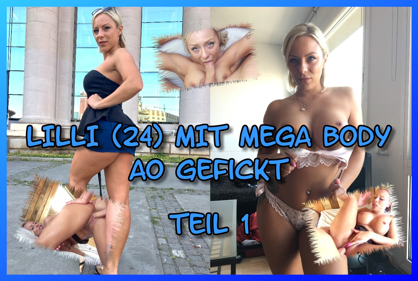 Lilli mit MEGA Body AO gefickt Teil 1 Mensch Glück muss der Mann haben und den nötigen Willen :) Ich war ein paar Tage in Barcelona zum Urlaub machen und natürlich habe ich auch da wieder meine Kamera dabei gehabt um vielleicht ein Mädel vor dieser Ficken zu können! Und Jungs, was für ein Zufall, ich traf die Deutsche Lilli in einer Bushaltestelle, die gerade dort Urlaub macht und seit 3 Tagen in Barcelona ist! Sie war gleich von Anfang an locker und einem Urlaubsflirt anscheinend nicht abgeneigt! Aber Jungs, das war der verückteste Fick den ich bis jetzt gehabt habe! UNGLAUBLICH was da passiert ist, aber ich will nicht zu viel erzählen, ihr müsst es einfach unbedingt sehen!!!