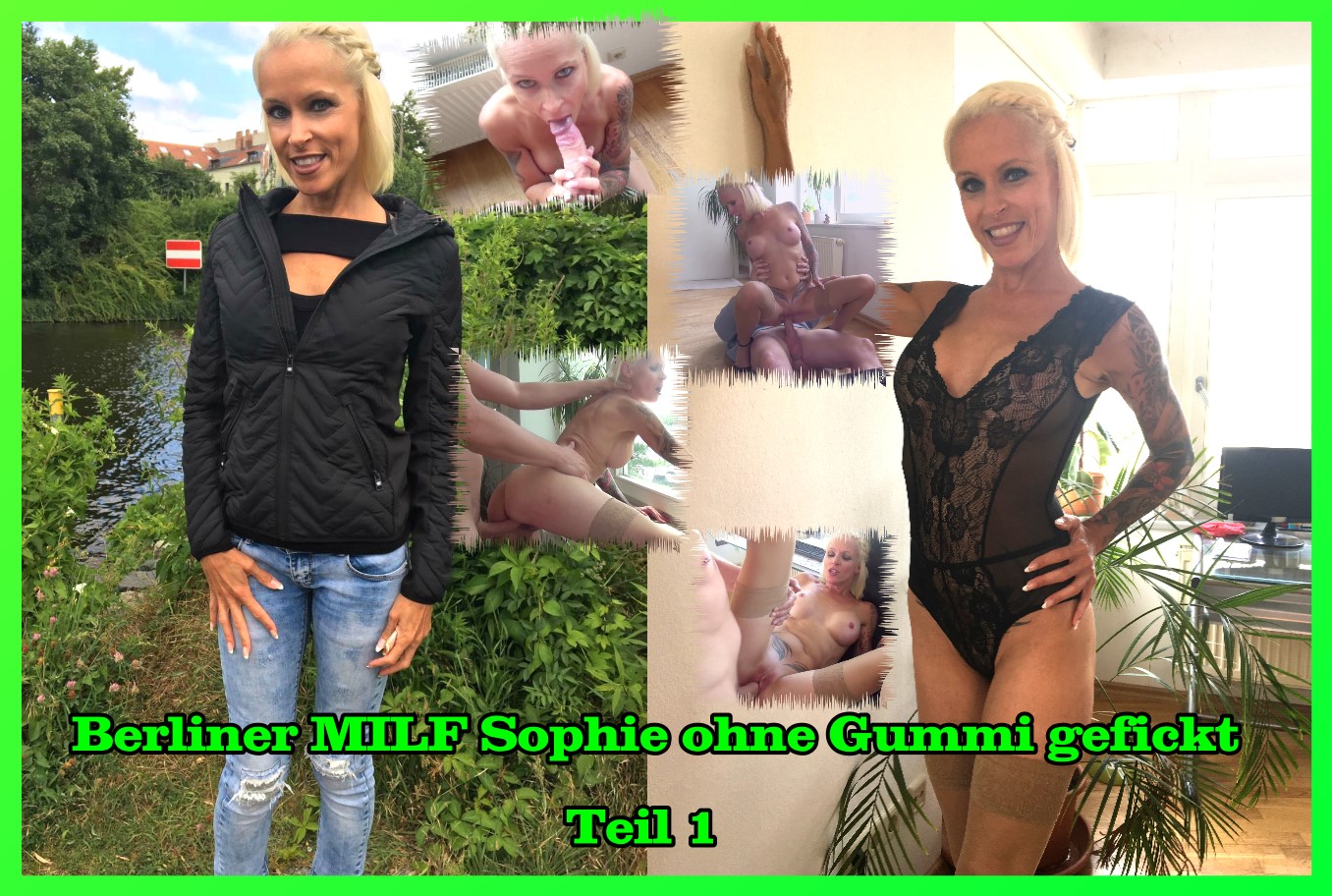 Berliner MILF Sophie ohne Gummi gefickt Teil 1 Glück muss der Mann haben...! Auf meiner alltäglichen Model Casting Tour habe ich mal wieder vor einem Fitnessstudio mit der Kamera rum gelungert, weil es mir schon ab und zu Glück gebracht hat, entspannte Frauen, die sich wohl in ihrer Haut fühlen direkt anzusprechen! Und auch dieses mal war das Glück mir holt und ich habe diese MEGA MILF entdecken können! Sie war auch gleich sofort super locker und nach einer kleinen Aufwandsentschädigung gerne bereit ein paar erotische Fotos in ihrem Büro zu machen! Dort merkte man sofort, dass sie etwas unterfickt war und gerne mal wieder einen Jungen Prachtschwanz in sich spüren möchte und so ließ sich sich schön vor der Kamera von mir ficken! Und das sogar AO ohne Gummi! Guckt es euch an Jungs!