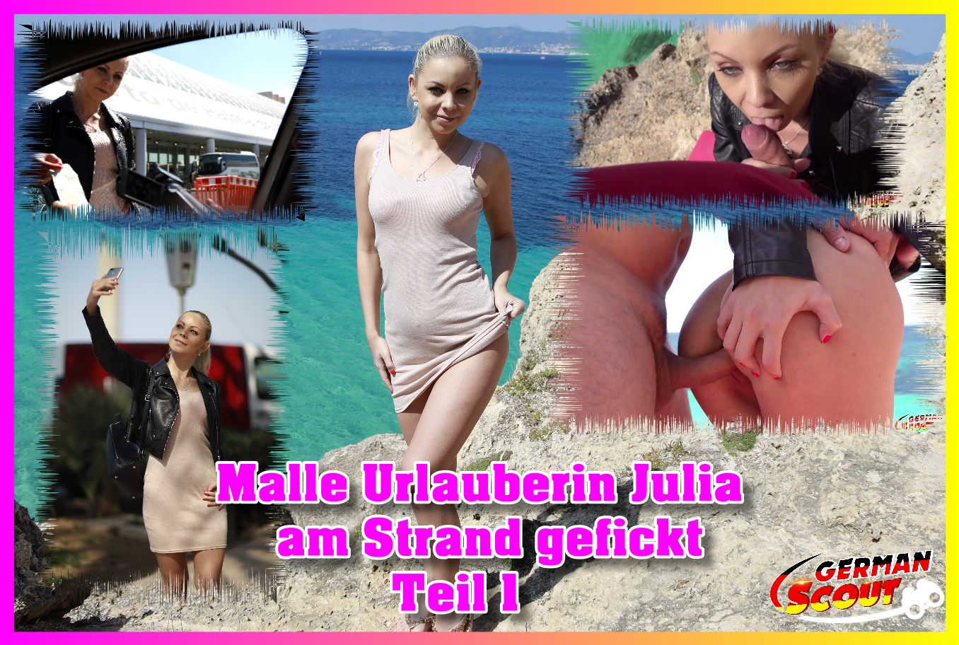 Malle Urlauberin Julia am Strand gefickt Teil 1 Heute gibt es mal ein Malle Spezial von eurem German Scout. Ich dachte mir, wo kann es leicht sein, spontan Mädels zum Fick vor der Kamera zu bewegen. Und da fiel mir spontan das Opening Wochenende auf Mallorca am Ballermann ein. Also ab in den Flieger und rüber auf die Insel. Dort habe ich mich dann im auto direkt am Flughafen positioniert und gelauert. Die eine oder andere angesprochen, aber so wirklich Glück hatte ich da noch nicht, aber dann kam Julia und ich konnte sie für 100€ überzeugen, ein paar Probeaufnahmen und ein Interview für einen Model-Job zu machen. Als wir dann da so einsam am Stand waren, macht ich ihr ein unmoralisches Angebot und besserte ihre Urlaubskasse mal so richtig auf, wenn sie sich vor der Kamera von mir ficken lässt. Und sie willigte ein! Also Jungs, hier das erst Spezial von Mallorca, dass müsst ihr sehen!