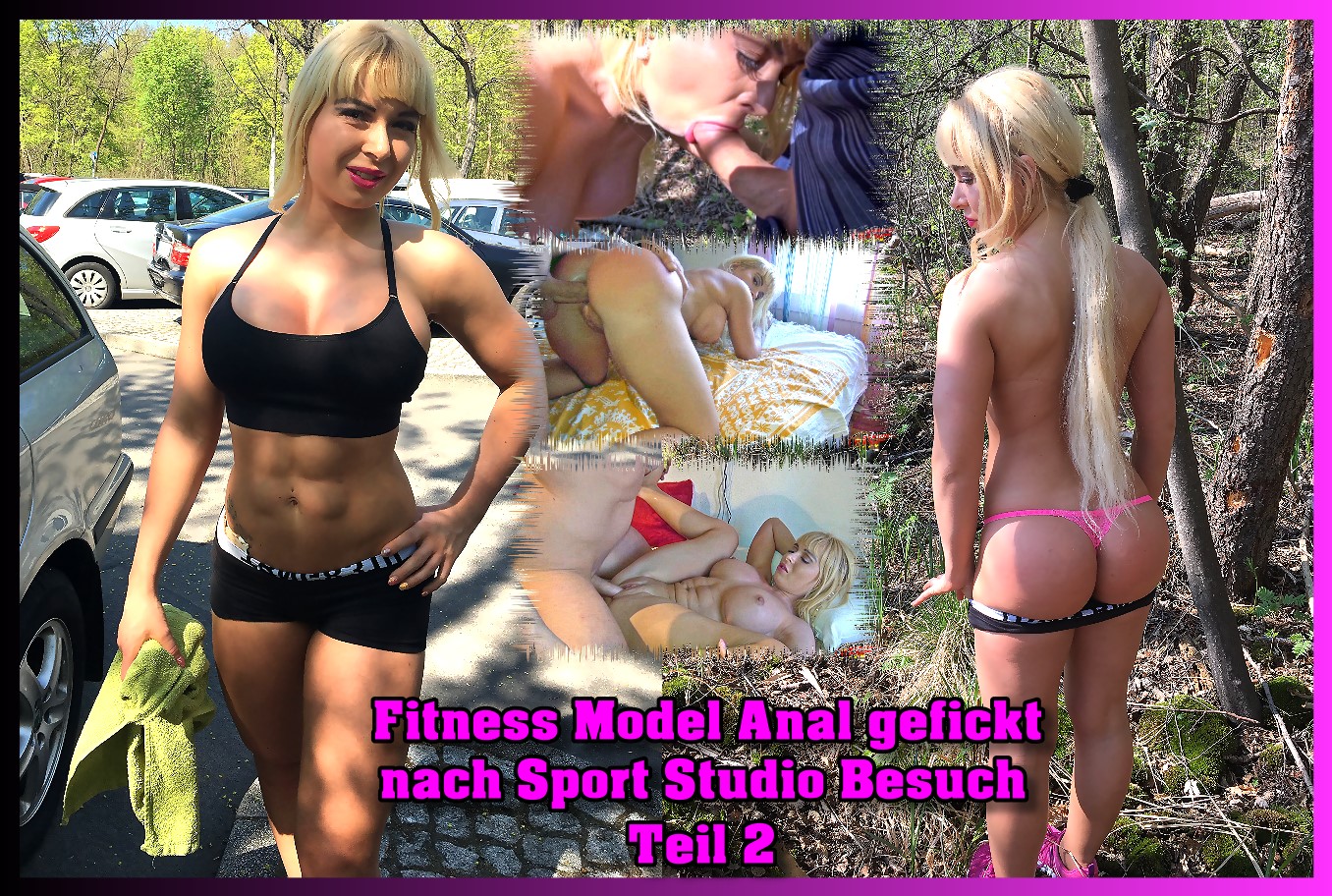 Fitness Model Anal gefickt nach Sport Studio Besuch Teil 2 Heute mal was ganz verrücktest vom German Scout für euch. Ich war bei schönsten Wetter hier um die Ecke in einem Park unterwegs und natürlich durfte die Kamera nicht fehlen. Dort traf ich dann auf diese völlig durchtrainierte Frau in dem knappen Body und dachte mir, dass ich entweder einen Dreh oder mächtig Ärger bekomme. Aber das Risiko gehört dazu und ich habe sie mit laufender Kamera angesprochen und mein Glück versucht. Sie war 25, Fitnesstrainerin und Model und wie es schien gerade knapp bei Kasse, denn sie stimmte ein paar sexy Bildern für mich für ein paar Scheine nach ein wenig Überlegung direkt zu. Natürlich machten wir die gleich vor Ort im Wald denn es war warm und sie auch locker. Aber dann war es als wenn sich ein Schalter bei ihr umlegt. Kaum waren wir an eine ruhigen Ecke im Wald holte sie sich einen Anal Plug aus der Tasche, steckte sich den rein und pinkelte vor meinen Augen! Was passiert da gerade, verarscht die mich, oder war sie wirklich so versaut und 