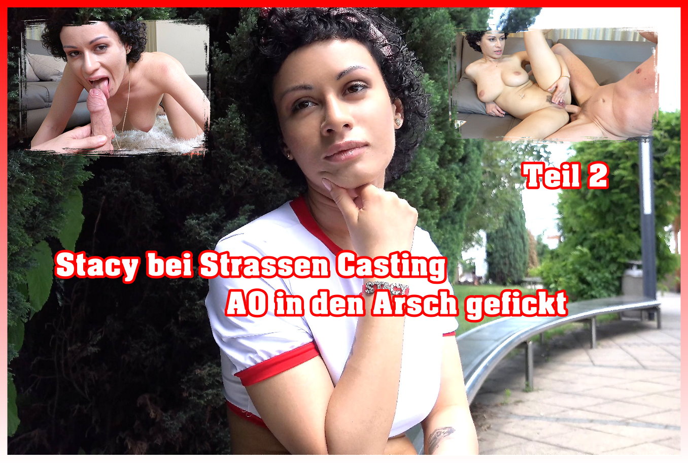 Stacy bei Straßen Casting AO in den Arsch gefickt Teil 2 Dieses Mal war ich wieder auf Tour und bin mit dem Zug für 3 schöne Tage nach Budapest gefahren. Natürlich war mein Grund der Reise neue Videos für den German Scout zu drehen und so war die Kamera und etwas Geld natürlich wieder mit dabei. Eingecheckt in die Ferienwohnung und schon ging es ab auf die Straße um mein Glück heraus zu fordern. Die ersten Damen waren so gar nicht begeistert, aber dann traf ich eine braungebrannte Maus die schon fast Latina war und sich als Stacy vorstellte. Somit konnte German Scout Stacy starten! Ich erzählte ihr von meinem Job als Agent und das wir neue Gesichter für unsere Model-Agentur suchen. Erst wollte sie mir nicht so richtig zuhören, aber nach 50€ als Entschädigung für den Aufwand schenkte sie mir ihr Ohr. ich bräuchte nur ein paar Bilder die wir auch sogleich an Ort und Stelle machten. Aber da fiel mir ein, dass ich für morgen einen Auftrag hier in Budapest habe. Für einen Katalog für Unterwäsche und sie würde da perfekt passen