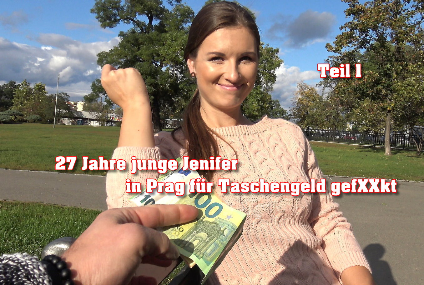 Ich sah sie auf eine Parkbank in Prag sitzen und machte meine Kamera an und nahm meinen ganzen Mut zusammen. Also sprach ich sie an und stellte mich als Model Scout vor, der neue Gesichter für eine Kampagne sucht. Sie interessierte das anfangs so gar nicht, aber nachdem ich ihr 100€ hinhielt nahm sie sich die Zeit dafür. So konnte ich ihr ein wenig erzählen und auch davon überzeugen, dass sie große Karriere ganz nah ist. Ich bräuchte nur ein paar Bilder auf der man ihre tolle Figur sehen kann. Und so lud ich sie in mein Apartment ein wo German Scout Jenifer nun richtig los gehen konnte. Bei mir angekommen machte ich ein kurzes Interview wobei ich Jenifer bat immer ein wenig mehr auszuziehen. Und meine Taktik ging auf, sie war so im Gespräch vertieft, dass sie irgendwann vollkommen nackt vor mir saß. Nun war meine Chance gekommen und ich holte nochmal 400€ raus und machte ihr ein unmoralisches Angebot. Einen kleinen versauten Film für mich privat und sie würde auch nicht z