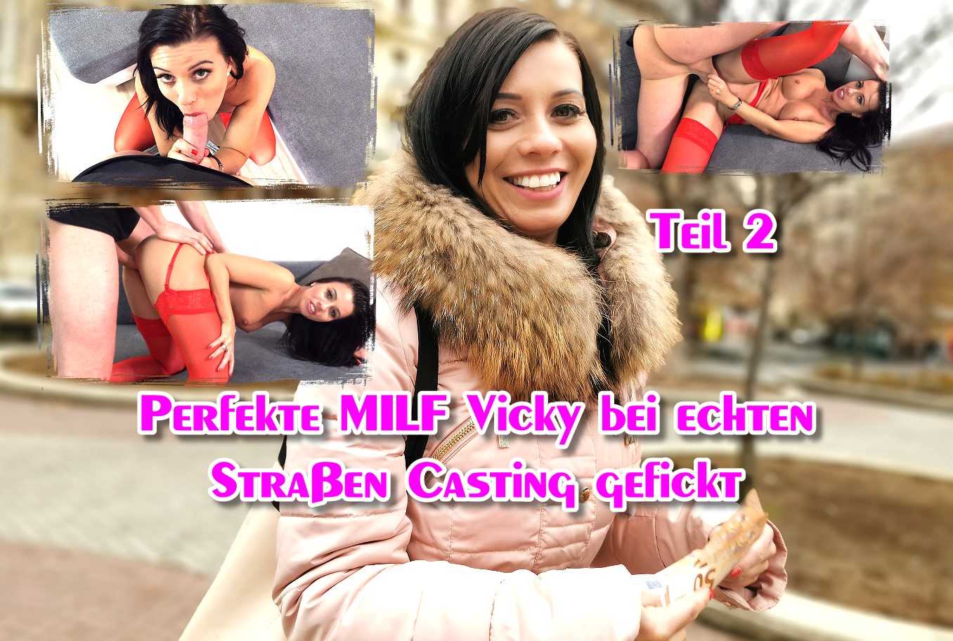 Perfekte MILF Vicky bei echten Straßen Casting gefickt Teil 2 Ich traf hier in Budapest eine geile MILF wieder, die vor 30min angeblich keine Zeit für ein Casting hatte. Vielleicht hat sie ja jetzt zeit und so sprach ich sie einfach nochmal an. Jetzt fehlten ihr die Ausreden und sie ließ sich in ein Gespräch verwickeln. So erfuhr ich, dass sie Vicky heißt und seit 8 Jahren verheiratet ist. Das sollte also ein richtig hartes Brot werden, aber ich wollte es trotzdem versuchen und bot ihr an ein paar Bilder zu machen. Damit könnte ich sie direkt in meine Model Agentur aufnehmen und die Chance sollte sie nicht verpassen! Sie sagte! Bei mir angekommen machten wir die ersten Bilder und dann legte ich ihr ein richtig sexy rotes Outfit raus welches sie auch anzog. So stand sie nun in einem Hauch von nichts vor mir und nach ein paar Bildern holte ich einfach mal mein hartes Ding raus. Sie wusste erst nicht, wie sie reagieren soll, aber nahm ihn dann mit einem Lächeln in den Mund. Und hatte sichtlich ihren Spaß als ich ihr das Ding tief und blank re