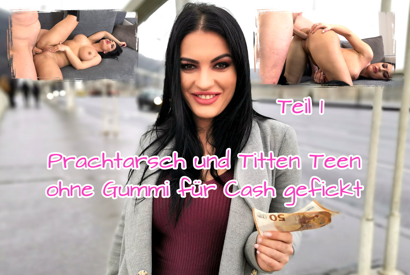 Prachtarsch und Titten Teen ohne Gummi für Cash gefickt Teil 2 Lauernd an der Brücke hier hier in Budapest stand ich nun schon 20 Minuten und sprach mehrer Frauen an. Bis ich endlich glück hatte und mit einer tollen Frau mit langen schwarzen Haaren ins Gespräch kam. Ich erzählte ihr von meiner Model Agentur und konnte sie trotz der Kälte zu ersten Bildern überreden. Und als sie die Jacke öffnet und ihre Nippel richtig hart durch den Pulli stachen wollte ich mehr. Ich konnte sie überreden für weiter Bilder mit zu mir zu kommen. Bei mir angekommen legte ich ihr ein paar Outfits raus die sie anzog. So machten wir die ersten Bilder und sie merkte gar nicht wie sie immer mehr auszog. Irgendwann sass sie völlig nackt vor mir und das war mein Chance. Ich fasste ihr einfach mal an die Pflaume und als sie das mit einem Stöhnen quittierte wusste ich was jetzt kommt. Ich konnte die kleine mit ihrem prachtvollen runden Arsch und Mega Titten so richtig schön blank benutzen.