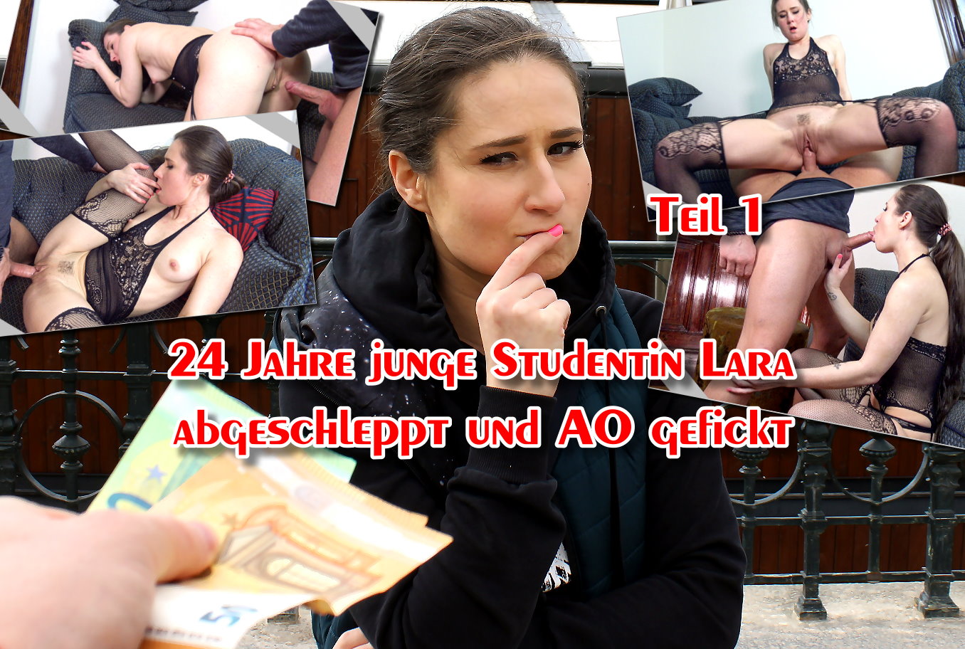 24 Jahre junge Studentin Lara abgeschleppt und AO gefickt Teil 1 Sie saß hier in Prag auf einer Parkbank in einer schwarzen Leggings und schon das machte Lust auf mehr. Also sprach ich sie an und konnte sie von einem kleinen Shooting für meine Sedcard überzeugen. Schließlich lockte ich mit Aufträgen als Model und das zog nach ein paar Minuten und sie folgte mir sogar in mein Apartment. Bei mir angekommen machten wir weitere Bilder und als ich sie um Aufnahmen in Unterwäsche bat wählte sie ein Catsuit. Und sie posierte so geil daran. Po raus und wir kamen immer mehr ins Gespräch, lachten und scherzen. Und jetzt folgte mein unmoralisches Angebot welches sie annahm und sich hart vor der Kamera und ohne Kondom von mir ran nehmen ließ!