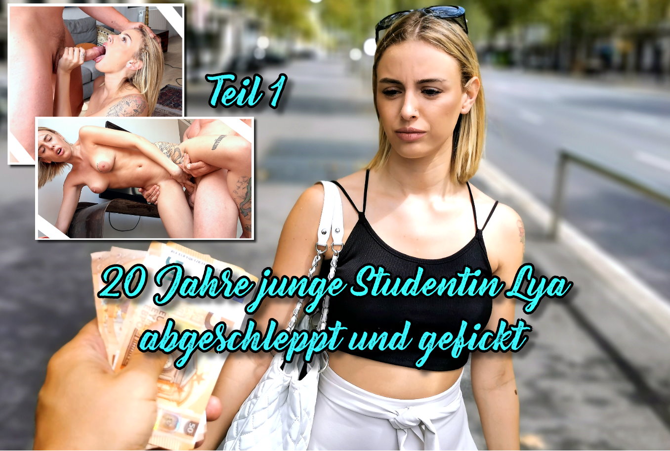 20 Jahre junge Studentin Lya abgeschleppt und gefickt Teil 1 Ich kam hier in Barcelona mit der 20 Jahre jungen und super schlanken Studentin Lya ins Gespräch. Sie hatte Zeit und so konnte ich sie  überzeugen Bilder für eine Model Sedcard zu machen. Und nachdem wir die ersten Bilder an Ort und Stelle gemacht haben gingen wir zu mir. Bei mir angekommen wollten wir Bilder in Unterwäsche machen. Und als sie dann so halb nackt vor mir war brachte ich sie dazu immer lockerer zu werden. Und wenig später hatte sie mein Ding im Mund und ließ mich blank in sie einlochen!