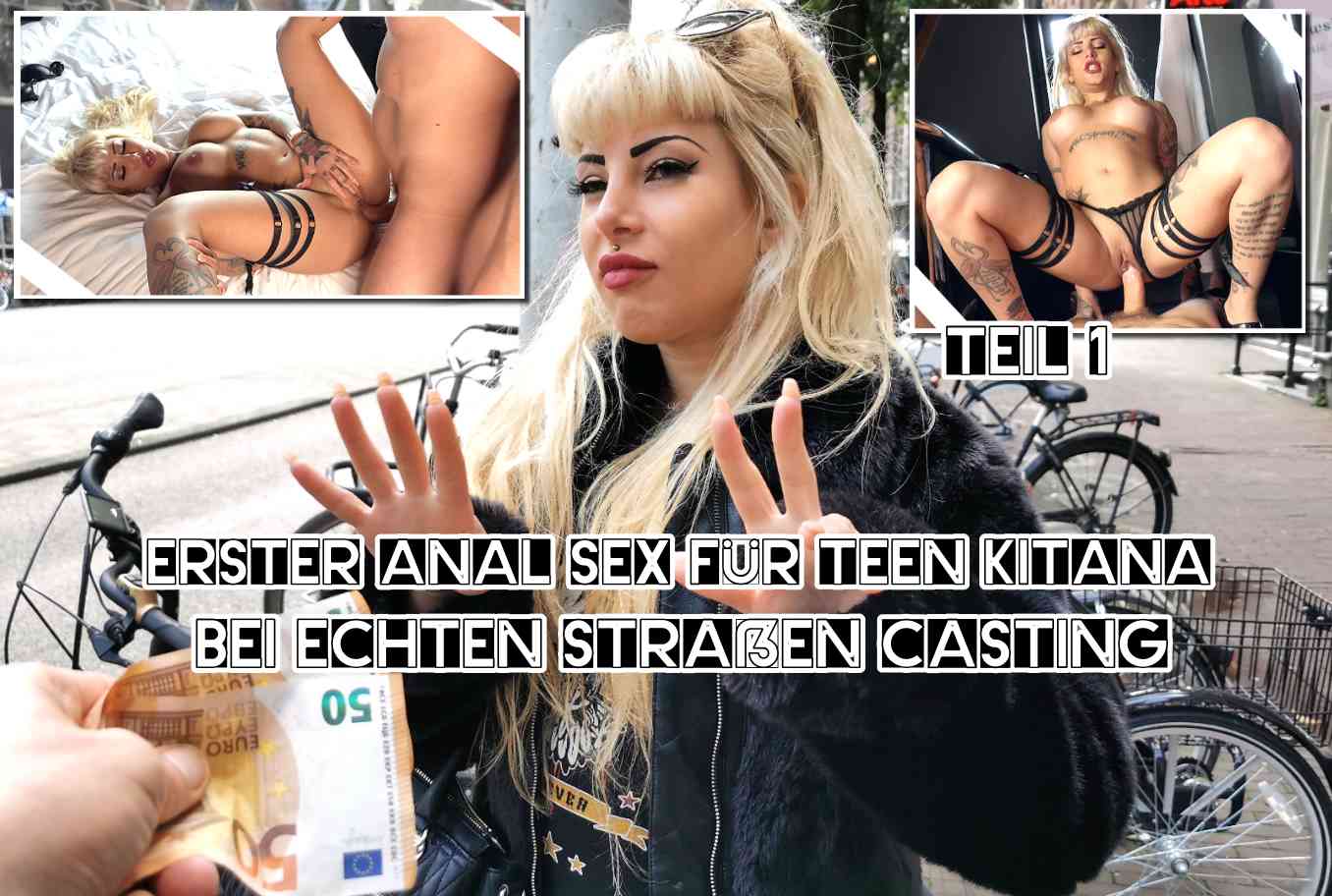 Erster Anal Sex für Teen Kitana bei echten Straßen Casting Teil 1 Nachdem ich die blonde Maus hier im Kaffee in Amsterdam entdeckt habe sprach ich sie direkt an. Erst war sie abweisend, aber ich bliebt dran und so konnte ich sie von meinem Model Job überzeugen. Nach ein paar Bildern auf der Straße überzeugte ich sie, mir für weitere Bilder ins Apartment zu folgen. Dort angekommen suchte sie sich Unterwäsche aus und als ich sie so sah, war es ganz schnell um mich geschehen. Was ein perfekter Körper von diesem 23 Jahre jungen Girl dachte ich mir. Und zum Glück kam eins zum anderen und ich führte mein bestes Stück blank in alle ihre 3 Löcher ein. Wirklich super versau was wir da zusammen gemacht haben.