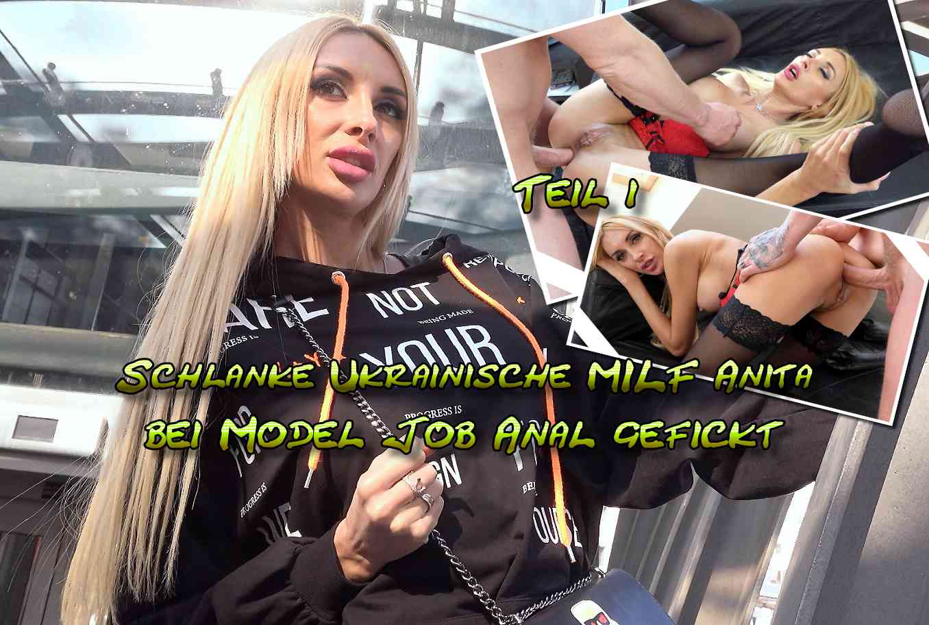 Schlanke Ukrainische MILF Anita bei Model Job Anal gefickt Teil 2 Nach etwa 90 Minuten hier in Budapest und vielen Versuchen hatte ich Glück. Ich kam mit einer schlanken blonde MILF ins Gespräch. Schnell konnte ich sie von meiner Model-Agentur überzeugen und für Bilder gewinnen. Wenig später waren wir bereits auf der Terrasse meine Unterkunft. Und dann schlug sie direkt Bilder in Unterwäsche vor. Das machte Hoffnung auf mehr! Bei diesen Bildern merkte ich, dass sie mir immer Nähe kam. Und wenig später packte sie meinen Schwanz aus. Direkt nahm sie ihn in den Mund und drehte sich danach um. Sie wollte das ich ihn blank versenkte, was ich natürlich gerne annahm. Nach 3 geilen Stellungen steckte sie sich mein Ding einfach in ihren Arsch. Und ohne Hemmungen durfte ich dort tief verweilen und am Ende ihr Gesicht besamen!