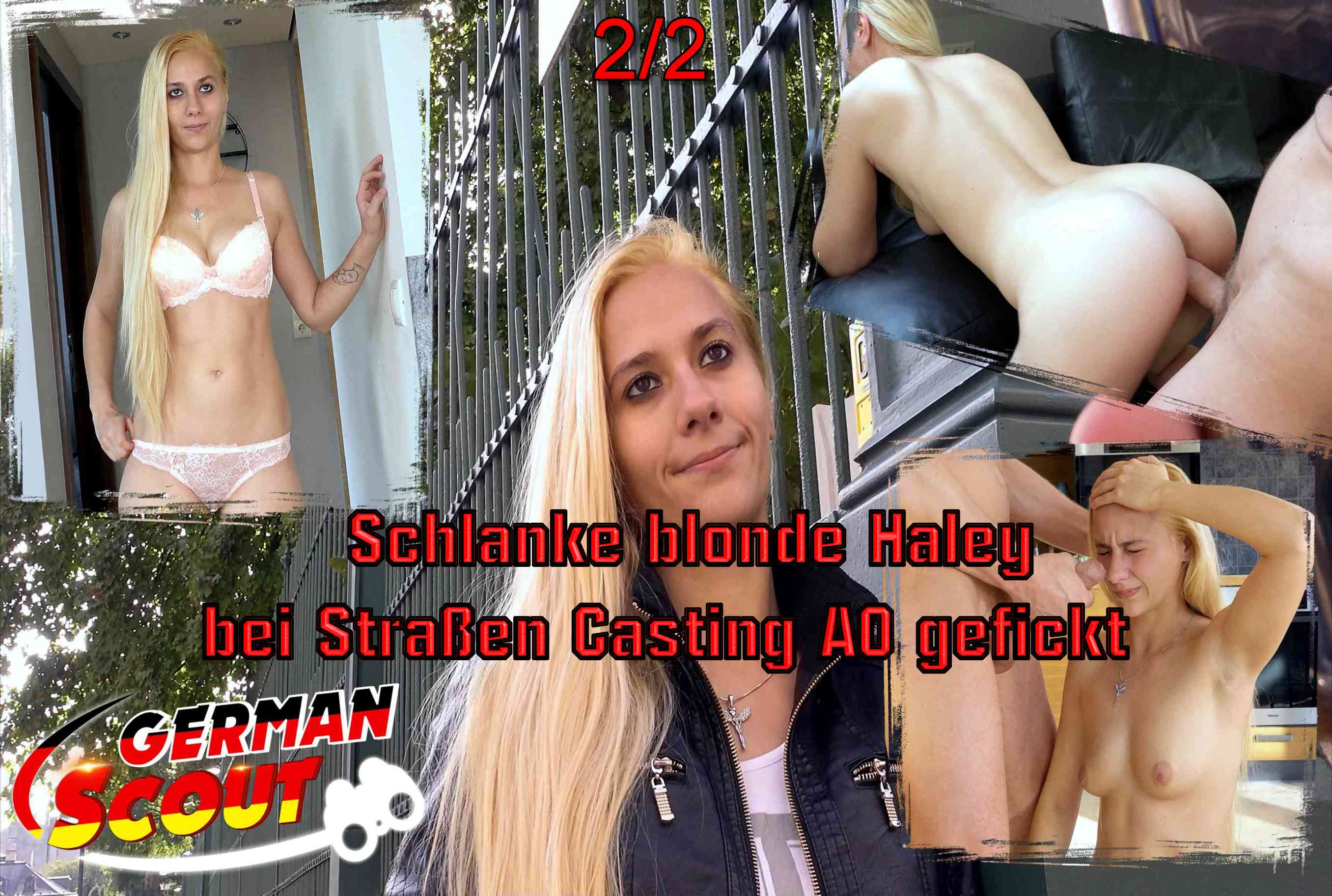 Schlanke blonde Haley bei Straßen Casting Ao gefickt Teil 2 Nach vielen Kilometern hier in Budapest kam ich mit der super schlanken Haley ins Gespräch. Anfangs skeptisch konnte ich sie von ein paar Bildern überzeugen. Dabei wurde sie immer lockerer und bald gingen wir zu mir ins Hotel. Dort stand sie schnell in Unterwäsche vor mir. Irgendwann nach ein paar Späßen war sie so locker, dass sie auf die Knie ging. Nachdem sie meinen Schwanz schön hart gelutscht hatte steckte ich ihn blank rein. Sie dachte nicht mal an ein Kondom. Super eng war die kleine Maus und ich fing vorsichtig an. Aber nach kurzer Zeit versenkte ich ihn komplett. So trieben wir es und am Ende spritzte ich ihr meine Ladung ins Gesicht.