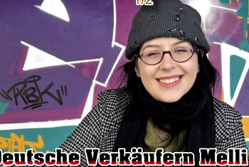 GERMAN SCOUT - Deutsche Verkäuferin Melli beim Porno Casting ohne Kondom g*****t Teil 1
