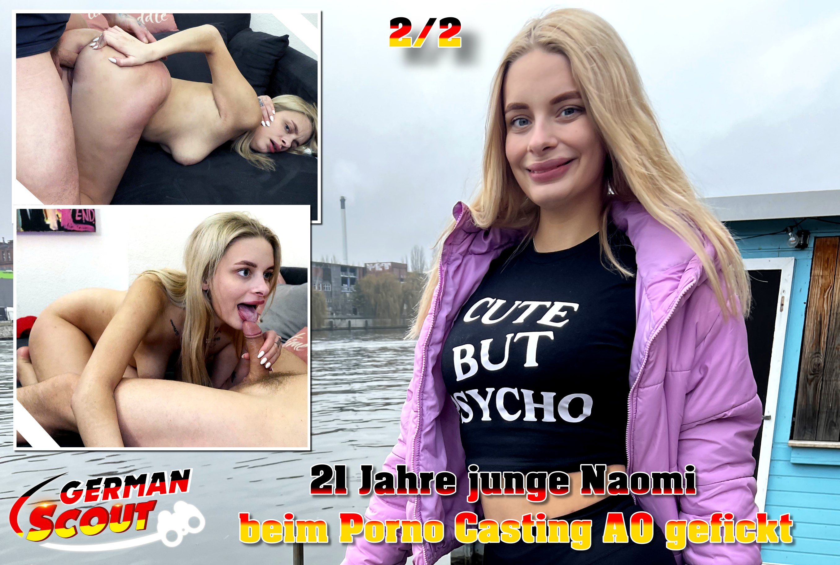 GERMAN SCOUT - 21 Jahre junge Krankenschwester beim Porno Casting AO gefickt 2 Ich war mal wieder in Berlin unterwegs für euch. Das Wetter war leider nicht optimal, aber ich hatte trotzdem gute Hoffnung. Und es sollte sich auch bewahrheiten. So kam ich mit einer 21 Jahre jungen Krankenschwester aus Prag ins Gespräch. Sie war für ein paar Tage hier in der Hauptstadt. Obwohl sie am Anfang nicht wollte, konnte ich sie doch vom Casting überzeugen. Nach ersten Bildern vor Ort, beschlossen wir zu mir zu gehen. Dort angekommen stand sie bald in roter Unterwäsche vor mir. Und ich konnte direkt ihre großen Naturtitten und den geilen runden Arsch begutachten. Sie merkte auch, dass mir gefiel, was ich sah. So forderte sie mich auf ihre Möpse anzufassen. Sie machte mir dann direkt die Hose auf und fing direkt an tief zu blasen. Danach durfte ich ihn ohne Kondom reinstecken und sie durchnehmen. Richtig geil und die Sahne gab es dann auch zum Probieren.