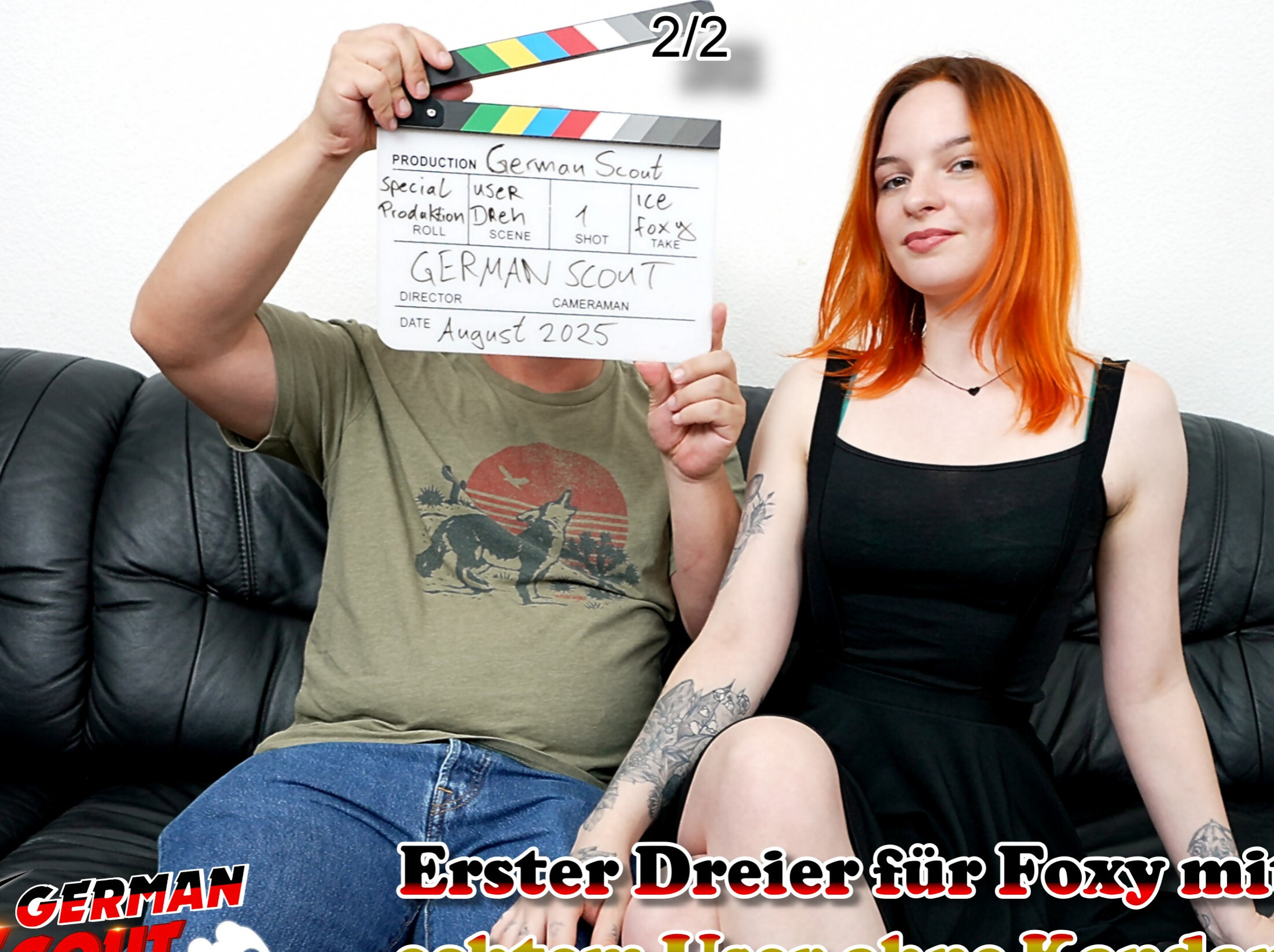 Jetzt gibt es was ganz Besonderes für euch. Ein großer Fan und User vom German Scout hatte mich angeschrieben. Er fand das Casting mit Foxy so geil und fragte, ob er auch mal dürfte. Aus einem Spaß wurde ernst und ich lud ihm zum zweiten Dreh und ihren ersten Dreier ein. Aber er zog es durch und erschien bei mir. Die Kleine wartete schon auf Ihn und schnell wurden beide locker. Sie fing and zu blasen und ich hielt meinen Schwanz auch dazu. Danach durfte Tommy ohne Kondom bei ihr reinstecken, aber er war zu geil auf sie. Schnell spritze er seine Ladung auf ihre Muschi. Ich übernahm dann und fickte sie blank weiter. Während dessen wurde sein Schwanz schön gelutscht.