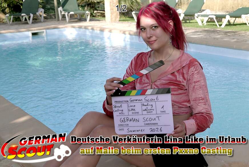 German-Scout: GERMAN SCOUT - Deutsche Verkäuferin Lina Like im Urlaub auf Malle beim ersten Porno Casting Teil 1