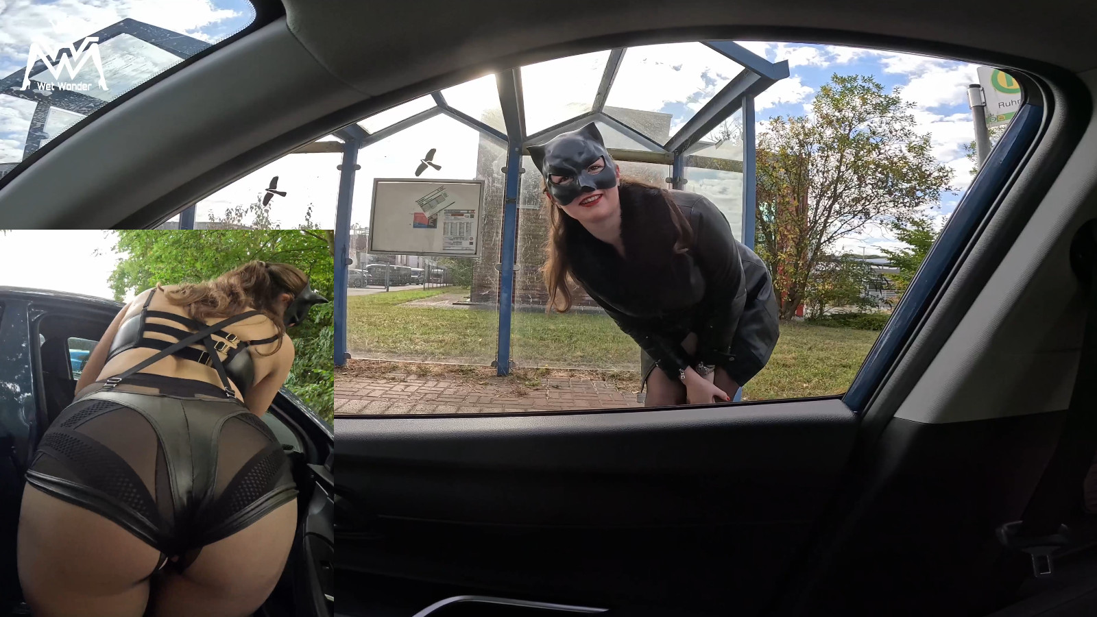 Auf die öffentlichen Verkehrsmittel kann man sich heutzutage nicht mehr verlassen, wie ich an der Bushaltestelle bemerkt habe. Aber ich hatte richtig Glück! Ich hab mich billig ABSCHLEPPEN lassen von einem UNBEKANNTEN Autofahrer. Und ich hatte auch noch ein SCHLAMPIGES Lederoutfit an, mit meiner Fickstrumpfhose. Meine FOTZE war extremst spritzgeil. Und das habe ich dem UNBEKANNTEN Autofahrer dann auch gezeigt... Und dann hat er einfach meine Lederstiefeletten ANGEWIXXT, fuck war das GEIL!